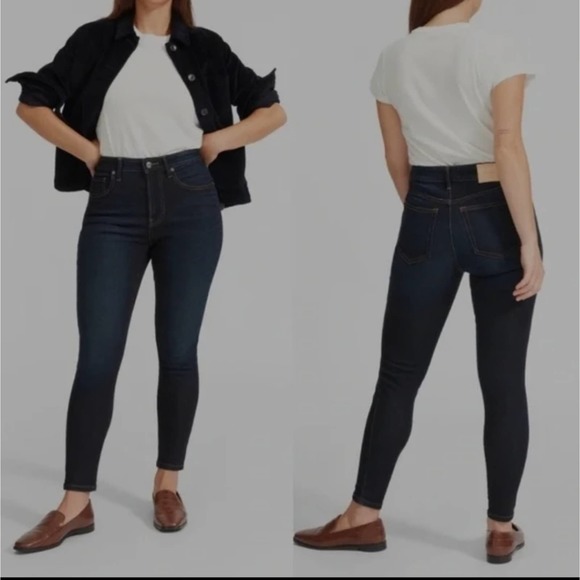 Everlane The Curvy High Rise Skinny Jeans Dark Wash Size 35 NWT - Picture 2 of 10